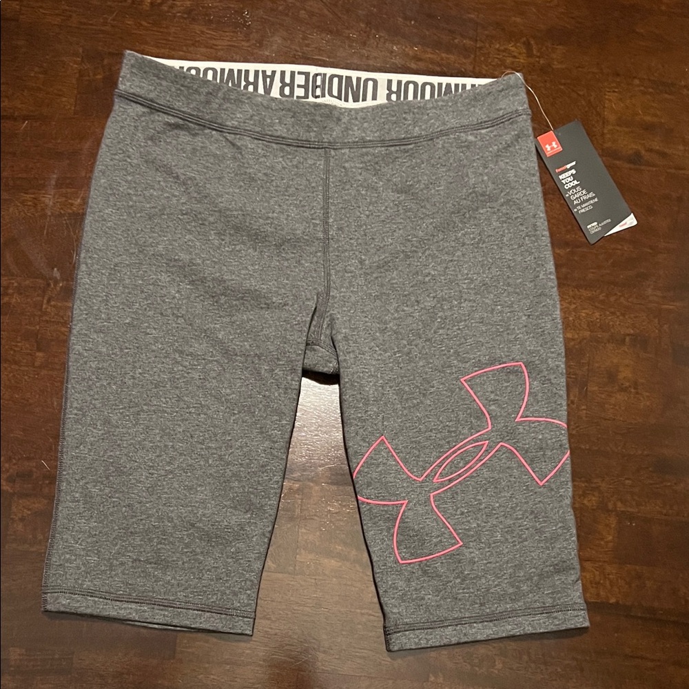 Under Armour Charcoal Shorts with Neon Pink Accent